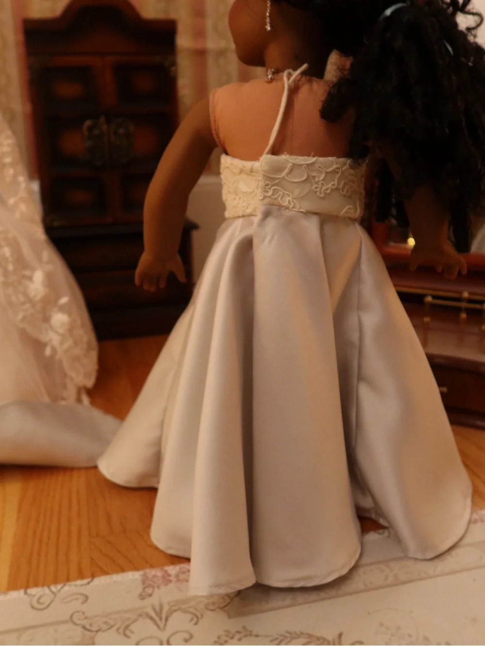 18 Inch American Girl Doll Lace & Satin Doll Gown with Shrug Handmade